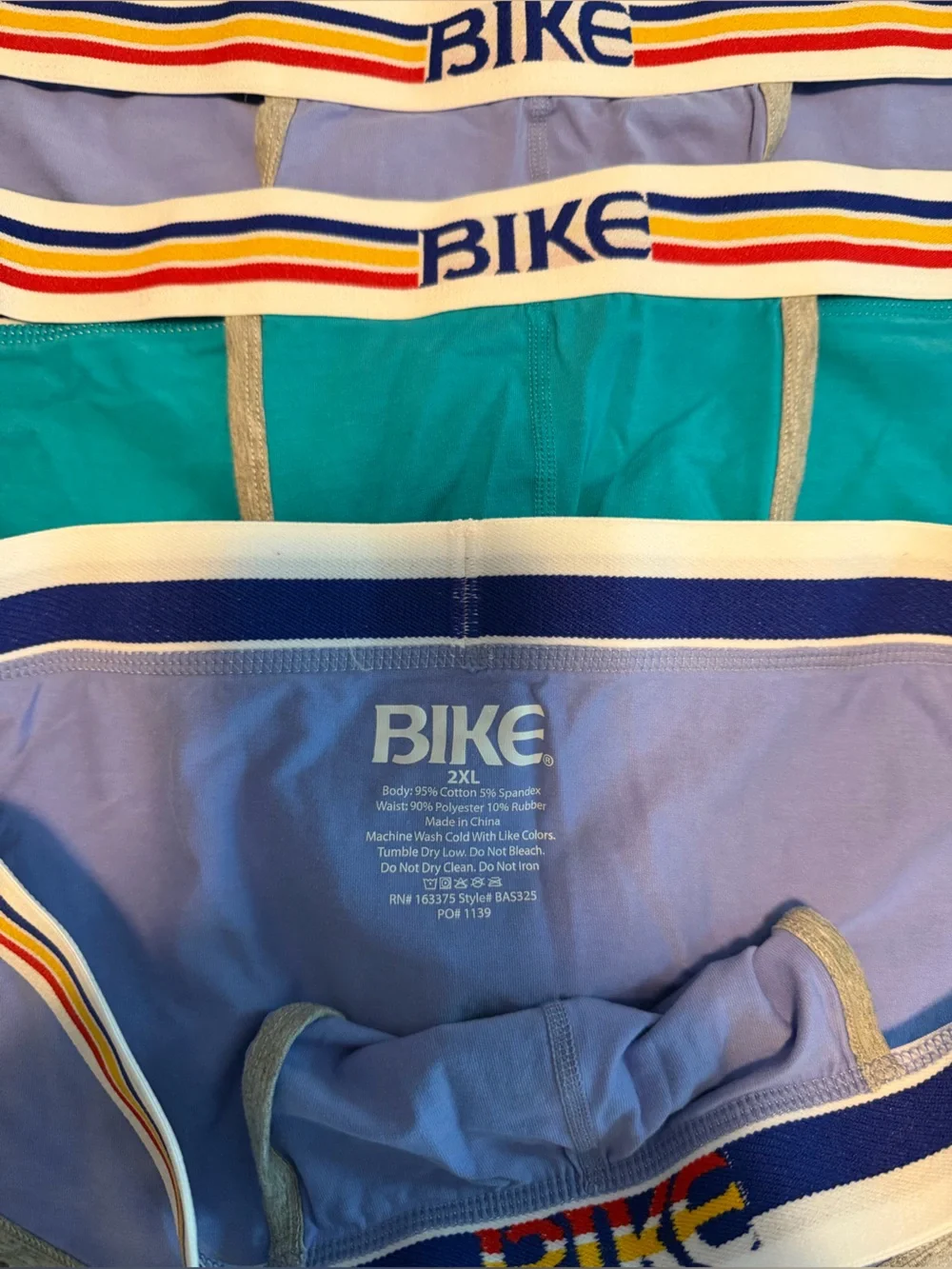 BIKE Men’s Lavender & Teal Briefs with Striped Elastic Waistband 3 pairs